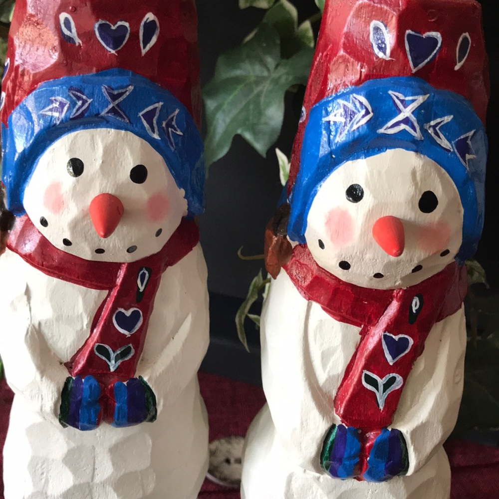 Holiday decor, 11” tall Pair of wood candlesticks
